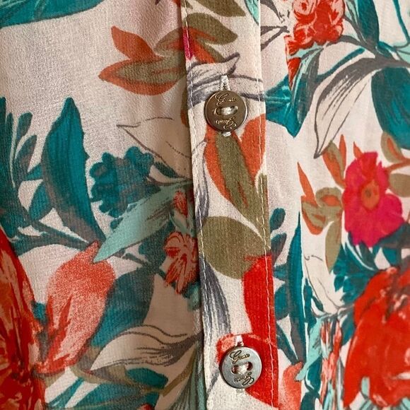 GUESS Floral Sheer Sleeveless Blouse Size Small - Picture 4 of 5